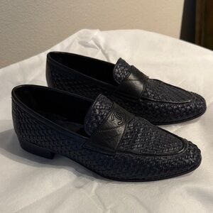 CHANEL Navy/Black Woven Loafers